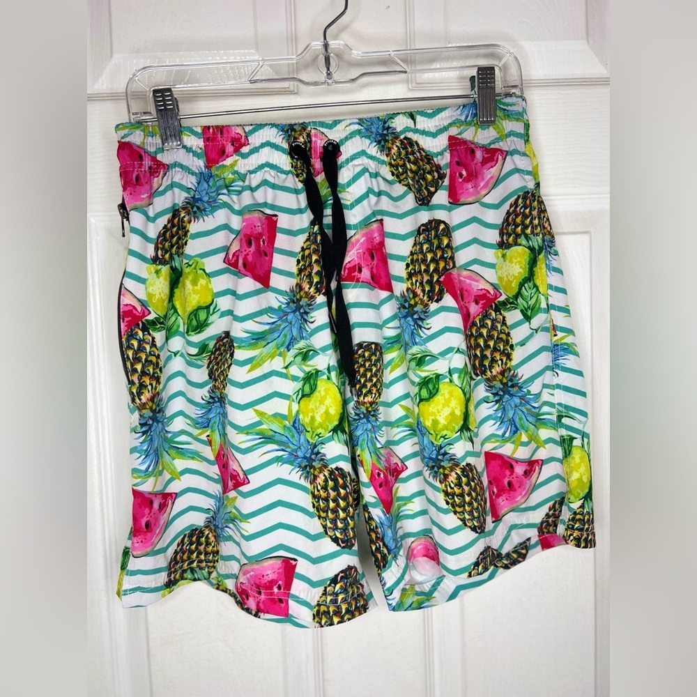 young la Men’s Swim shorts Pineapple Watermelon Stripe Graphic Size Large